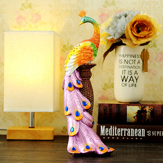 Exquisite Living Room Decorative Resin Crafts Cross-Border Animal Figurines Peacock Gifts