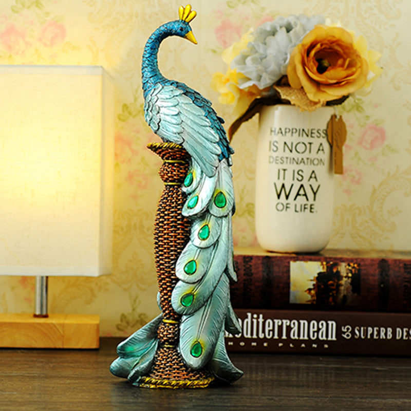 Exquisite Living Room Decorative Resin Crafts Cross-Border Animal Figurines Peacock Gifts