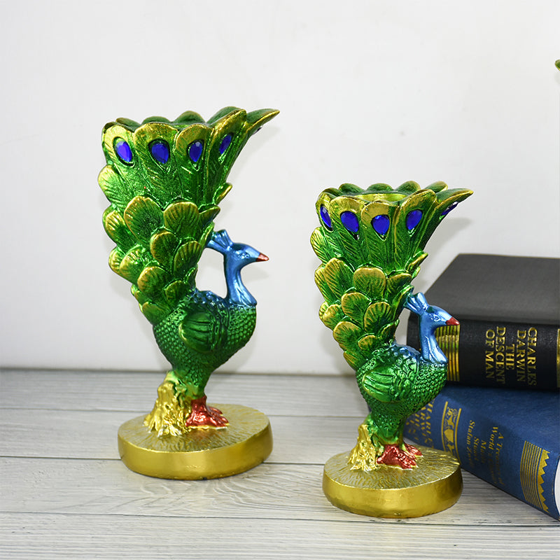 Romantic Restaurant Creative European-Style Peacock Candlestick Resin Craft Indoor Soft Furnishing Home Decor Ornament
