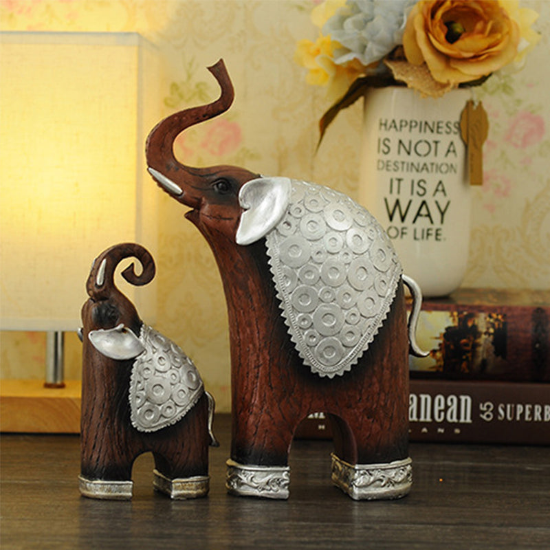 Resin Crafts Thai-Style Imitation Wood Mother-and-Child Elephant Ideal Wedding Gift for Couples Decorative Ornament Direct from Manufacturer