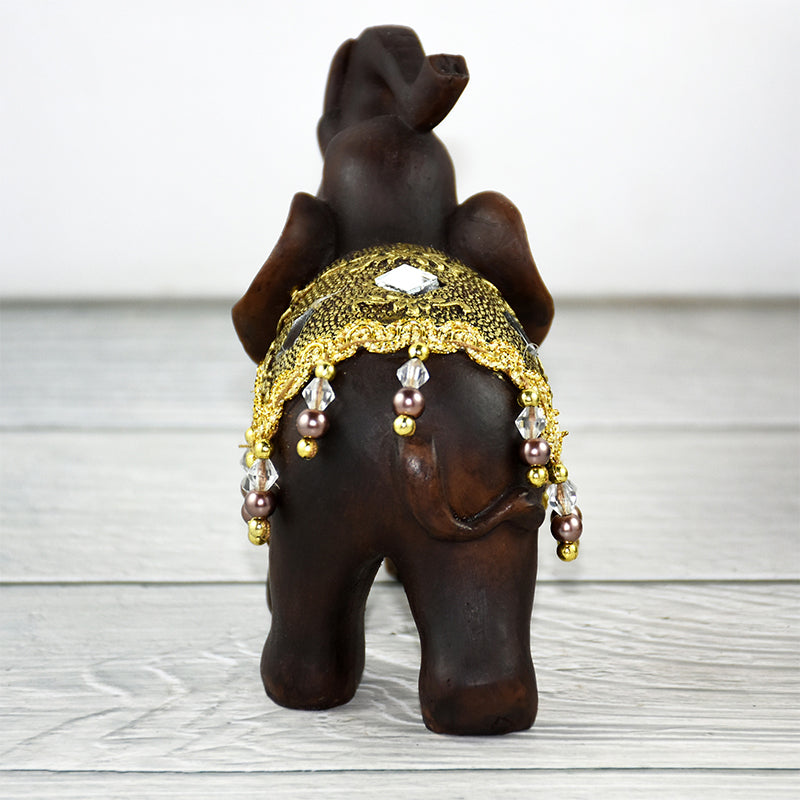 Home Decor Imitation Rosewood Grain Beaded Inlay Mirror Elephant Craft Ornament Unique Resin Elephant Desktop Ornament