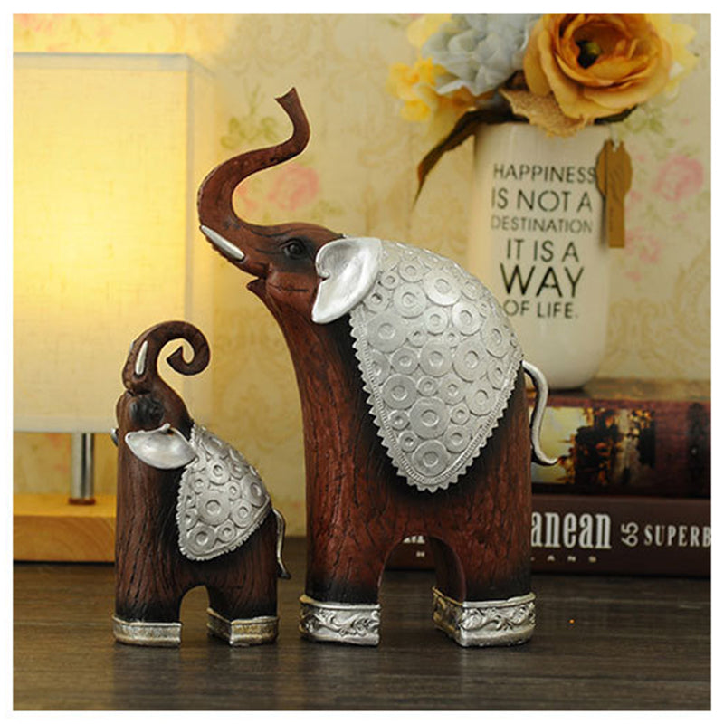 Resin Crafts Thai-Style Imitation Wood Mother-and-Child Elephant Ideal Wedding Gift for Couples Decorative Ornament Direct from Manufacturer