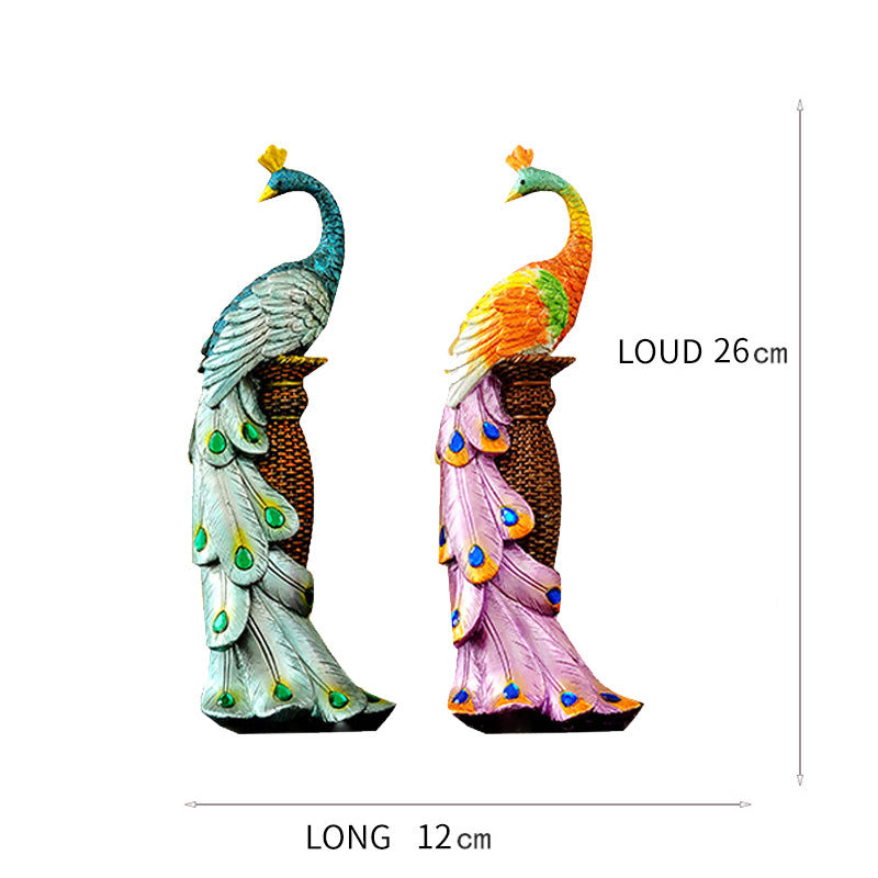 Exquisite Living Room Decorative Resin Crafts Cross-Border Animal Figurines Peacock Gifts