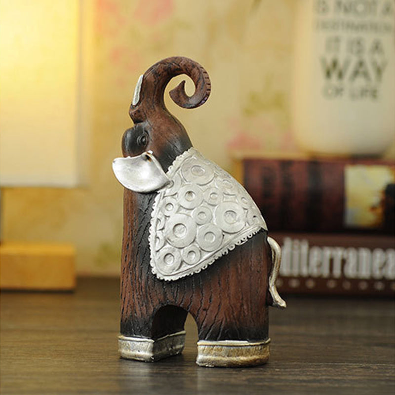 Resin Crafts Thai-Style Imitation Wood Mother-and-Child Elephant Ideal Wedding Gift for Couples Decorative Ornament Direct from Manufacturer