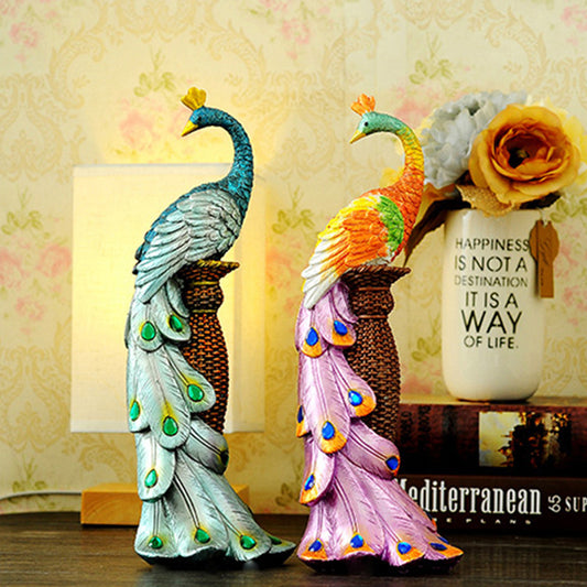 Exquisite Living Room Decorative Resin Crafts Cross-Border Animal Figurines Peacock Gifts