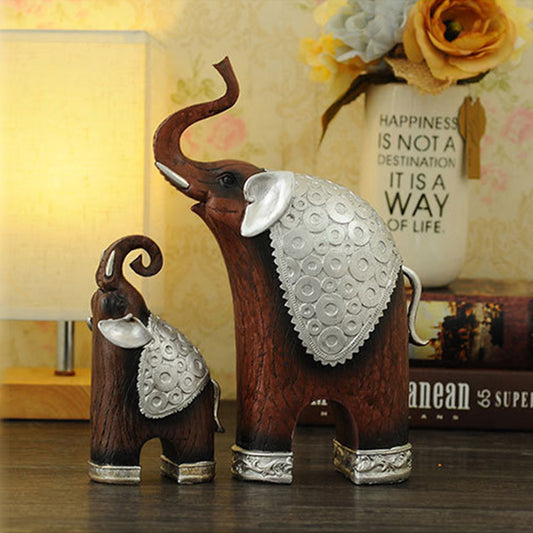 Resin Crafts Thai-Style Imitation Wood Mother-and-Child Elephant Ideal Wedding Gift for Couples Decorative Ornament Direct from Manufacturer