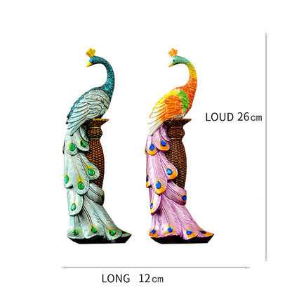 Exquisite Living Room Decorative Resin Crafts Cross-Border Animal Figurines Peacock Gifts