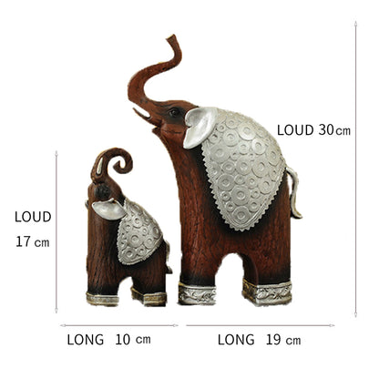 Resin Crafts Thai-Style Imitation Wood Mother-and-Child Elephant Ideal Wedding Gift for Couples Decorative Ornament Direct from Manufacturer